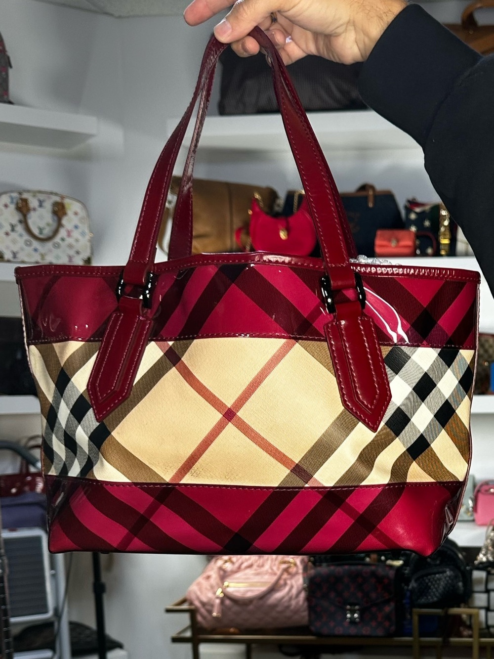 Burberry Red Trim Tote Bag